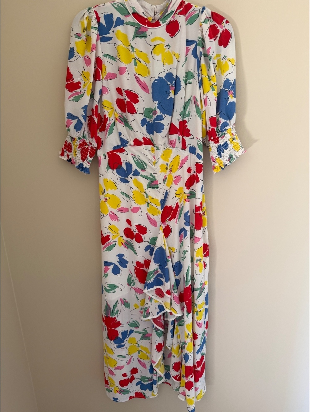 6 RIXO ruffle maxi, abstract floral, like new